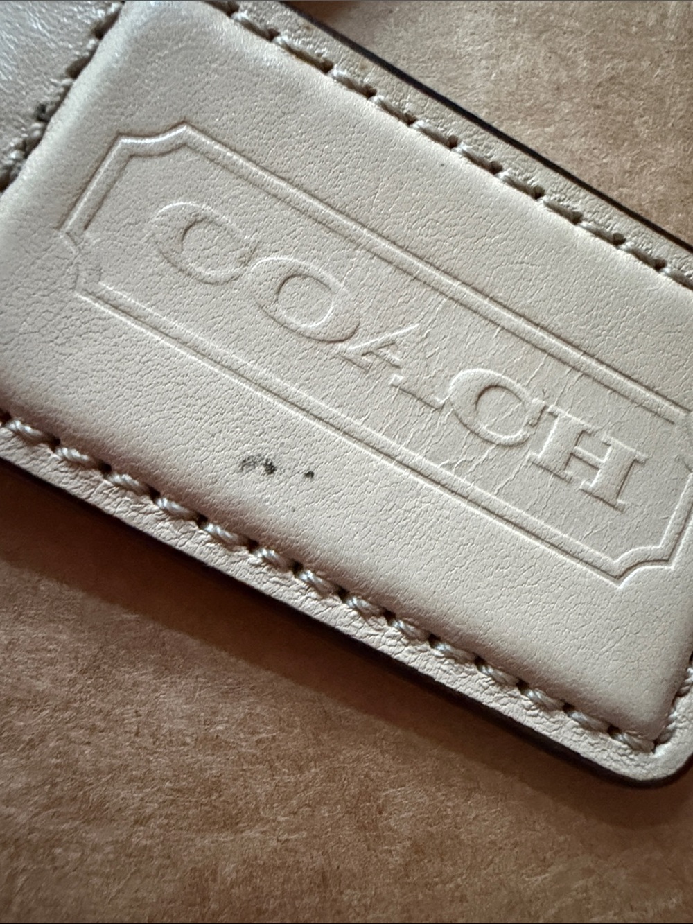 Coach Gold Tone Keychain Tag with White Leather Tag - Picture 3 of 8